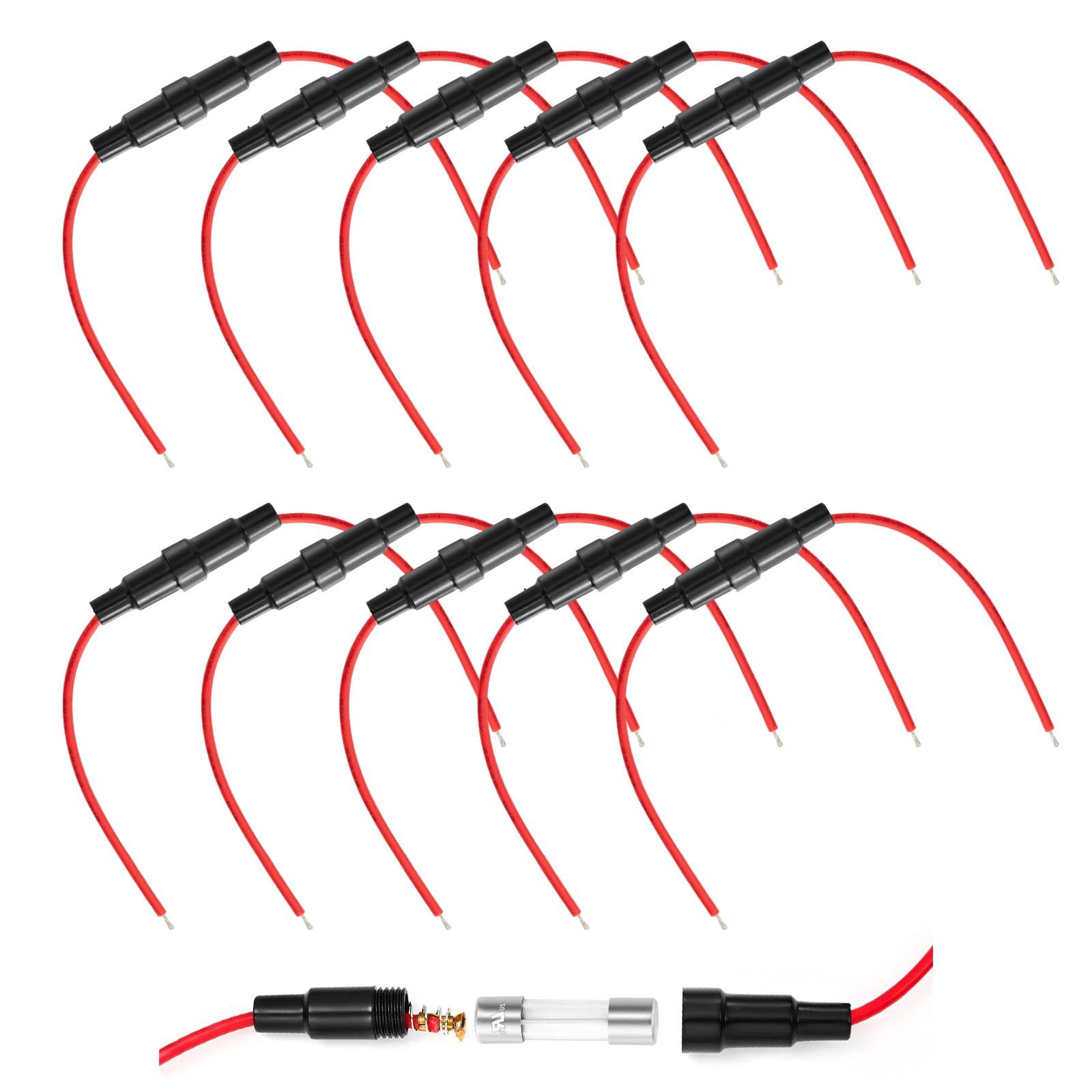 16 Pezzi Portafusibile AGC 5x20mm - 20A 32V, Per Auto, Barca E Impianti Elettrici