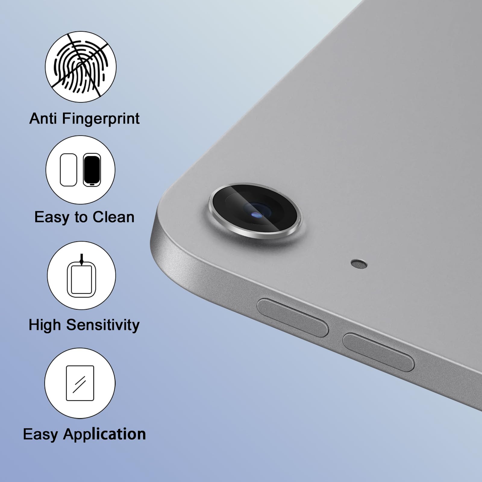 Ochronna kamera do Apple iPad Air 11"/13" (M2/M3), twardość 9H szkło hartowane ochrona aparatu do iPada Air 6/7/11"/ 13" (2024/2025), odporna na zarysowania folia na soczewkę - 2 szt