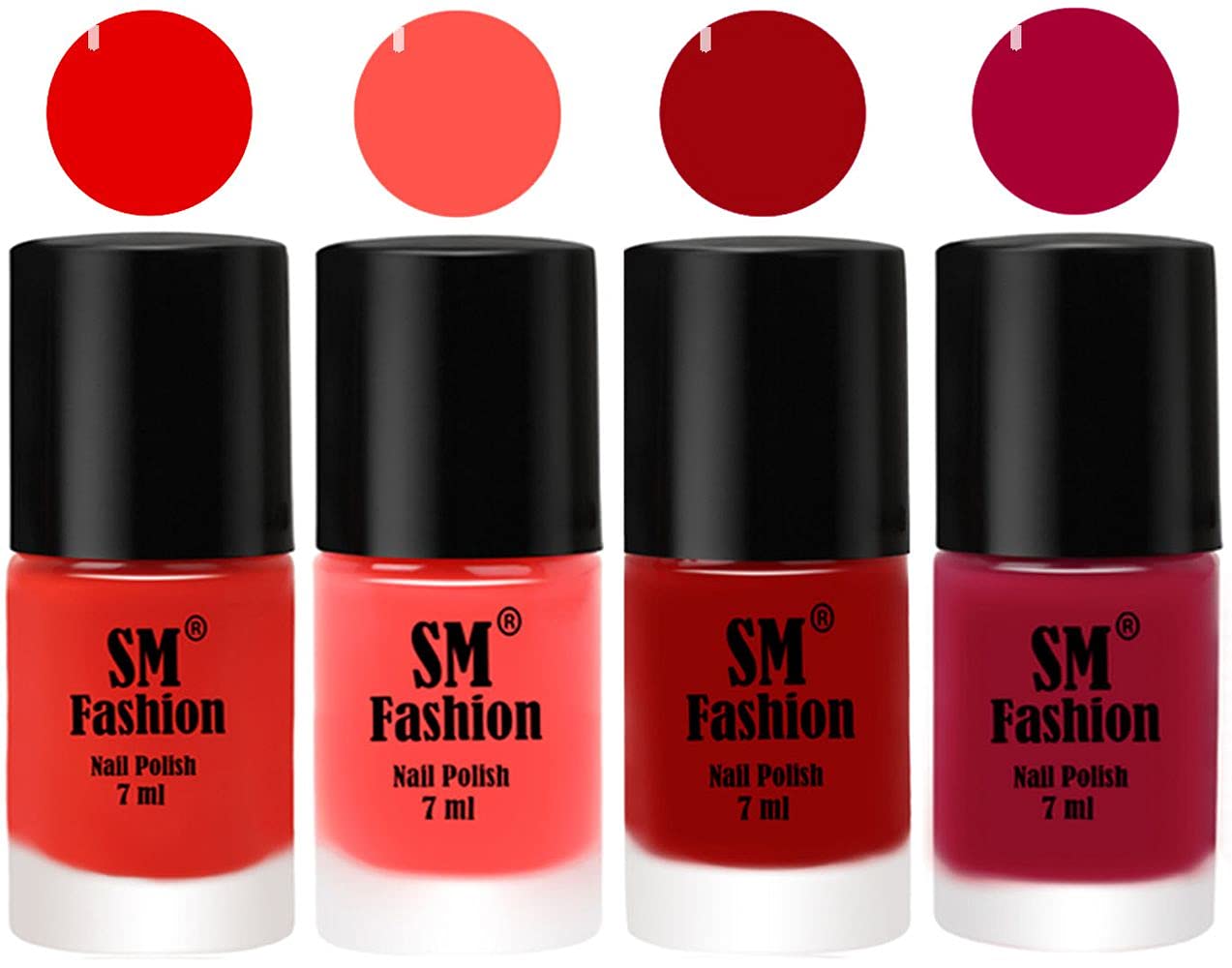 Nail Polish Combo Set (Pack of 4) Quick Dry Gel Finish Nail Paint | Fire Orange,Baby Pink,Light Red,Dark Magenta | 7 ml Each-picture-31