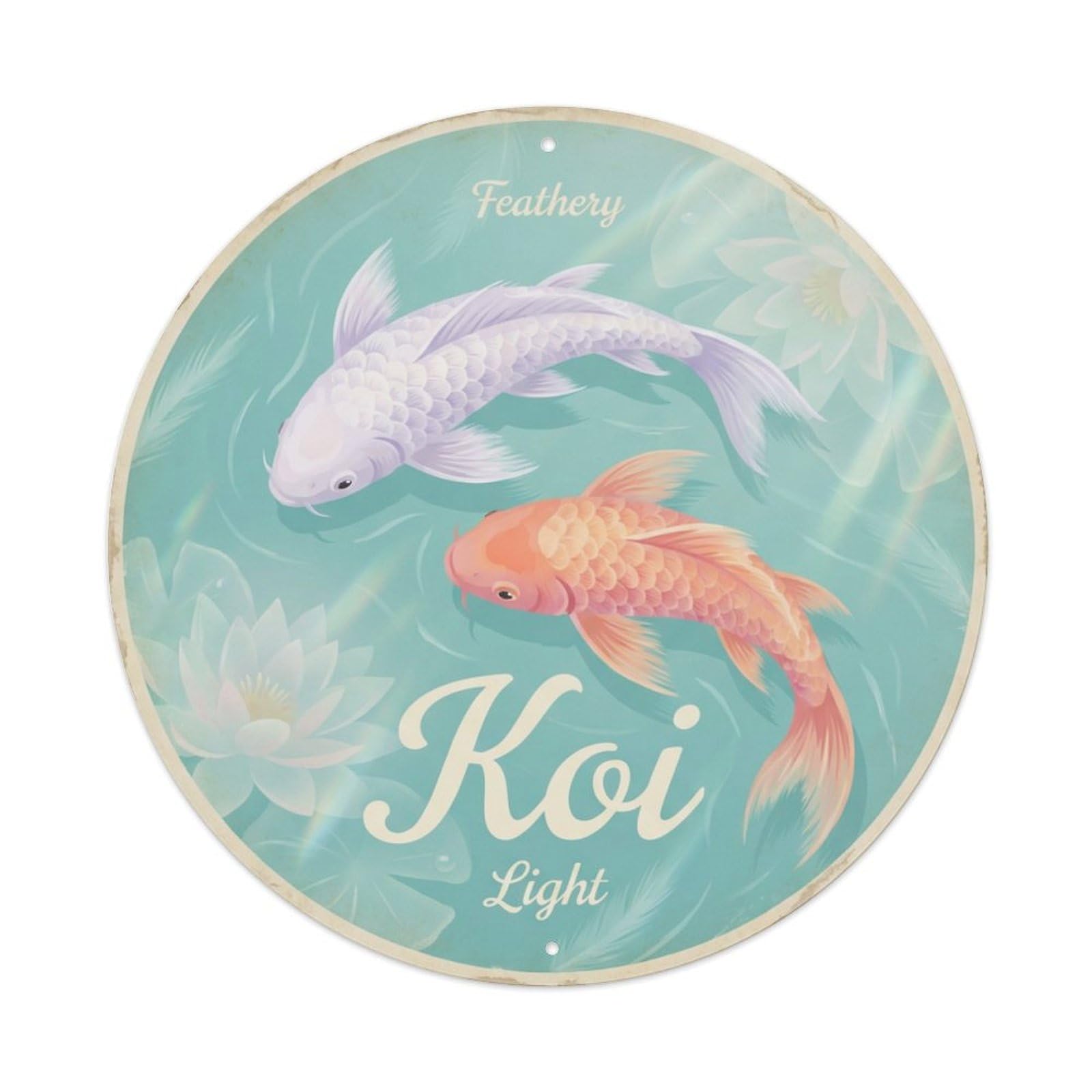 Metal Tin Sign Koi Fish Gentle Light Japanese Vintage Ukiyo-e
