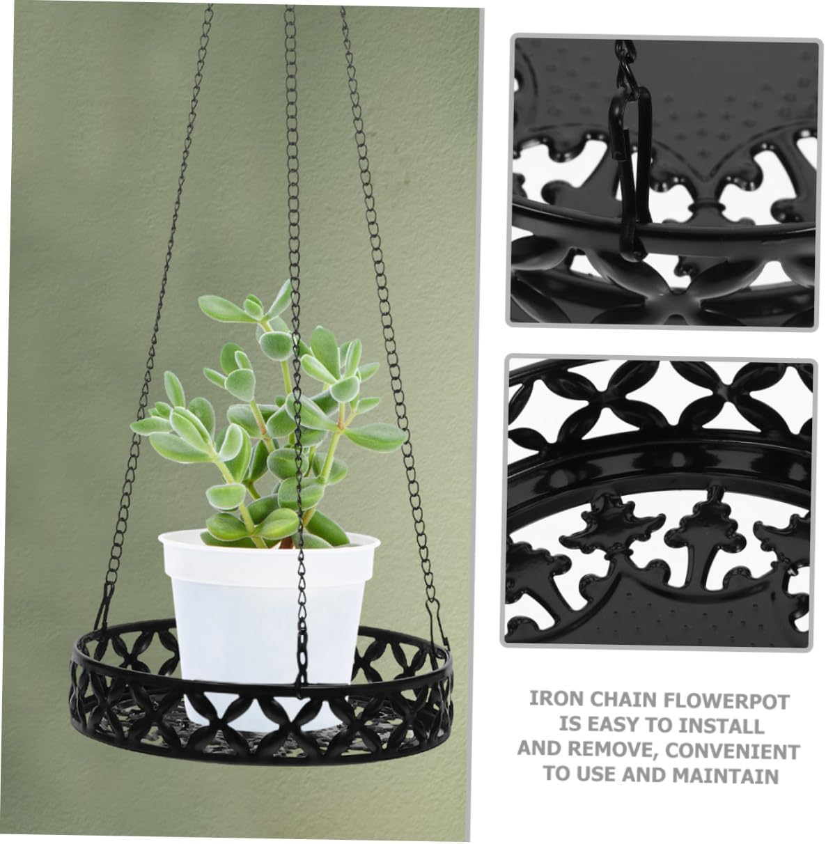 2pcs Outdoor Hanging Flower Pot Holder Iron Chain Rack for Balcony and Garden Planter Stand, Rust-resistant Hanging Flowerpot Storage Rack Suitable for Patio and Indoor Plant