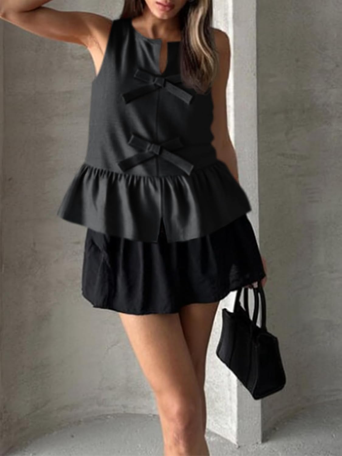 Tankaneo Womens Bow Peplum Tank Tops Summer Sleeveless Babydoll Cotton Blouses Loose Fit Flowy Casual Shirts - Image 6