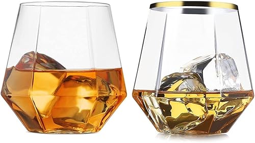 CYISONAL 2 vasos hexagonales de vino con diamantes de imitación para cumpleaños, inauguración de la casa, bodas