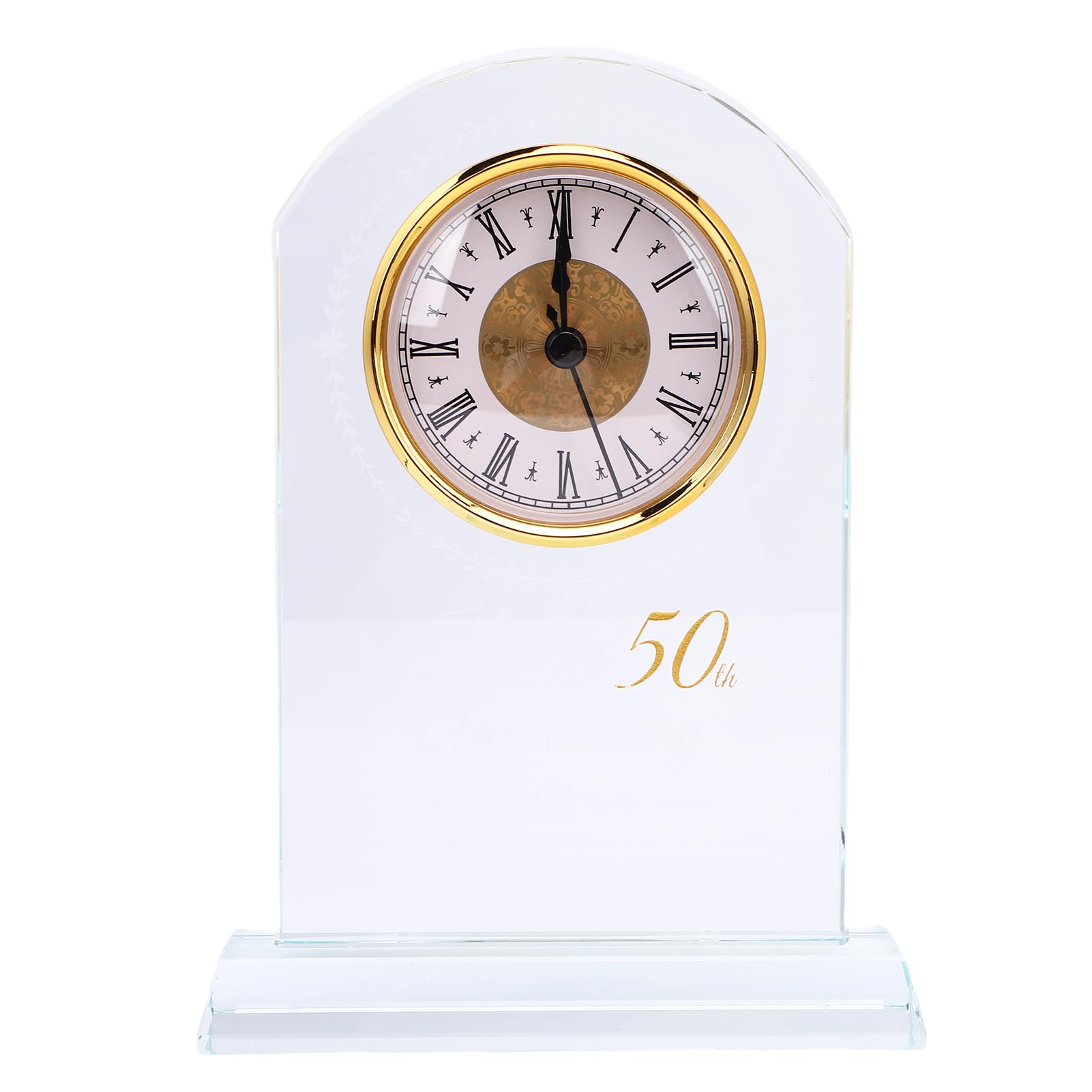 Reloj de cristal moderno grabado en 3D, reloj de mesa decorativo para aniversario, boda, cumpleaños, decoración del hogar y la oficina