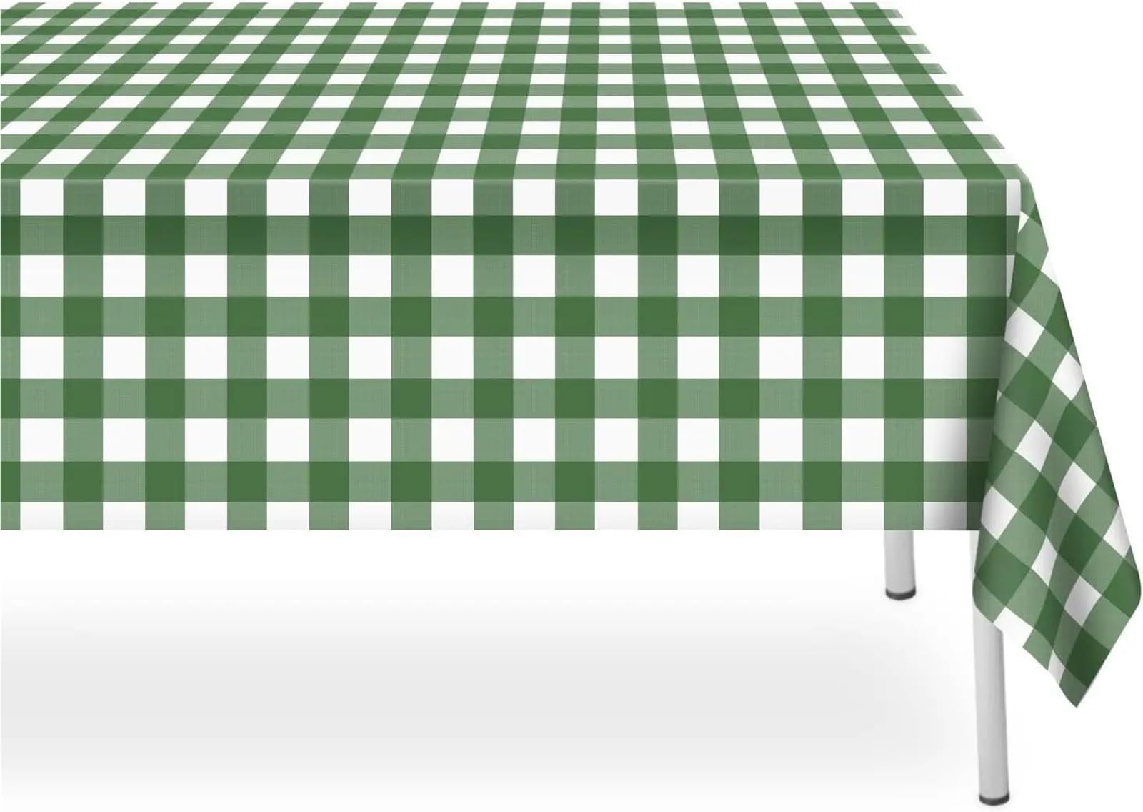 ZNJAMN 8 Pack Sage Green White Checkered Tablecloth Plastic Table Waterproof Rectangular Gingham for Party,Picnic