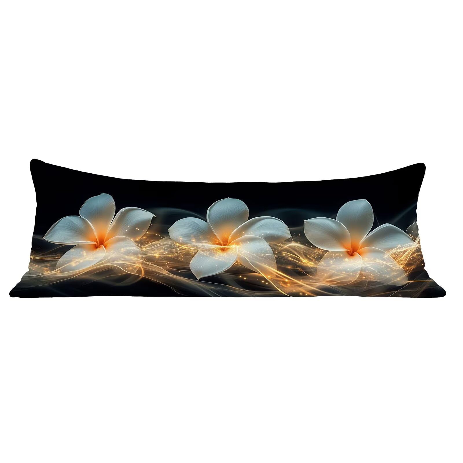 Funda de Almohada 60 x 180 cm Flores Protector Almohada 180 cm con Cremallera Invisible, Lino Durable y Transpirable Pillow Case Pétalo Impresión a Doble Cara para Cama, Sofá y Dormitorio dg-425