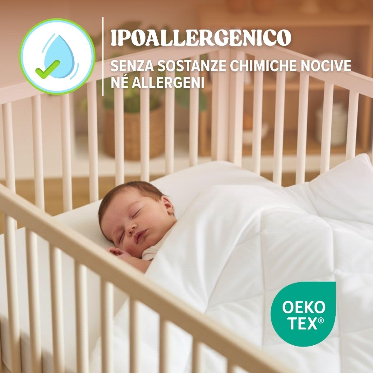 DREAMWAY Piumino per Bambino 300 g/m² – 100x135 cm per Lettino70x140 cm – Anallergico, Antiacaro, Morbido e Traspirante – 100% Microfibra – Certificato OEKO-TEX®