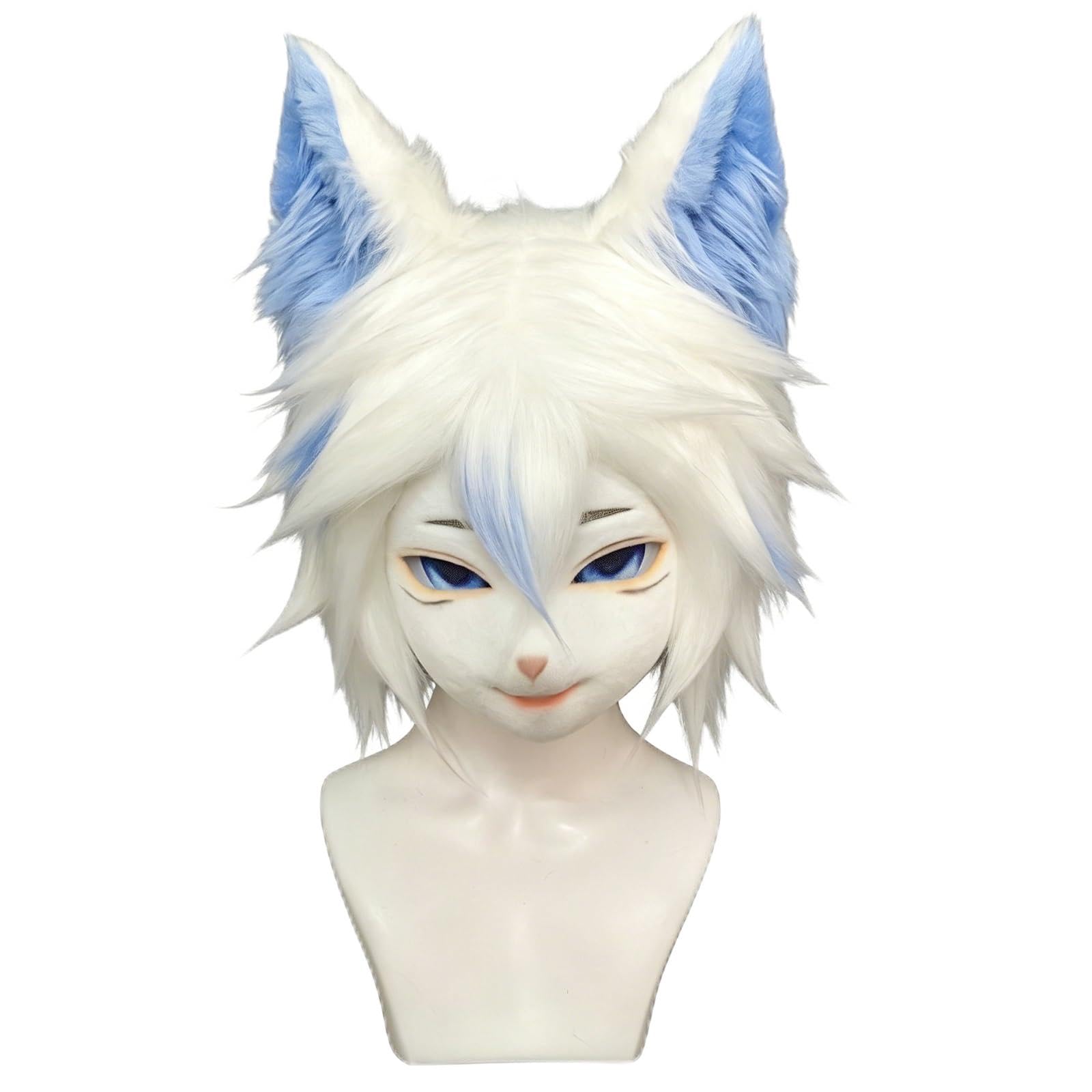 Handmade Fursuit Head, Faux Fur Animal Furry Head Mask, Cosplay Costume Headgear for Party Halloween(M)