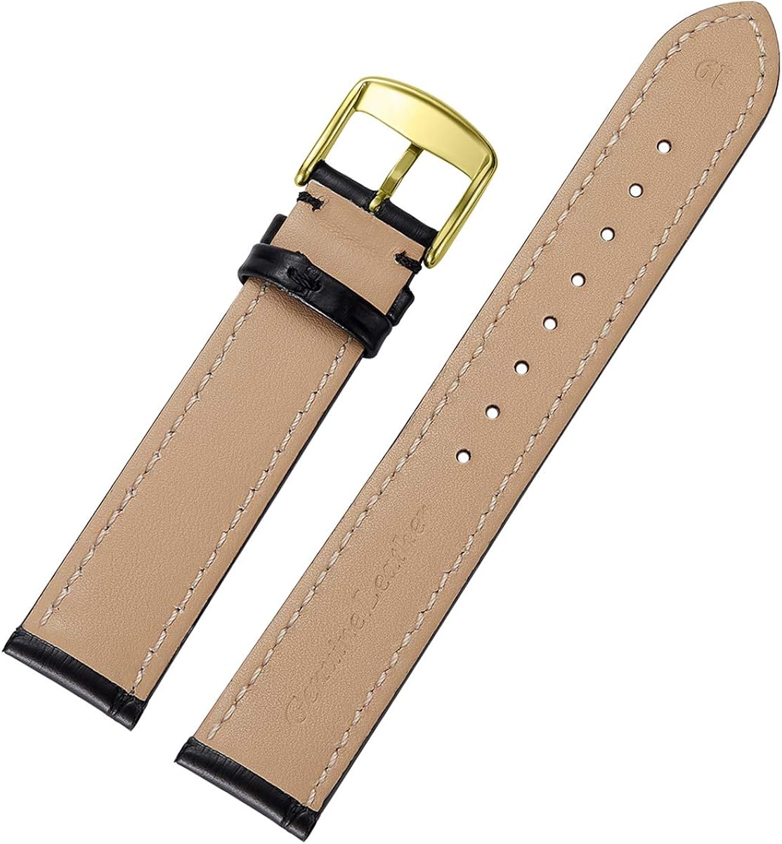 iStrap Leather Watch Band Alligator Grain Calfskin Replacement Strap Stainless Steel Buckle Bracelet for Men Women-18mm 19mm 20mm 21mm 22mm 24mm-Black Brown : Clothing, Shoes & Jewelry