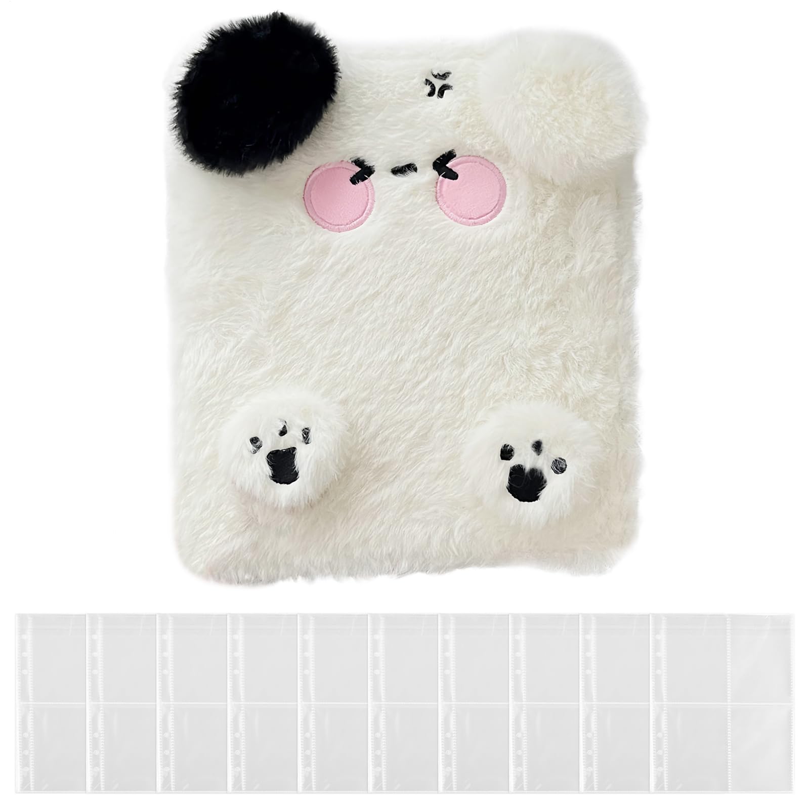 Plush Folder for Korean Photocards, A6 Size with 4 Pockets - Portable and Soft Card Protector, Photo Card Holder for Korean Fans - For Adults Teens Family and Family Fans