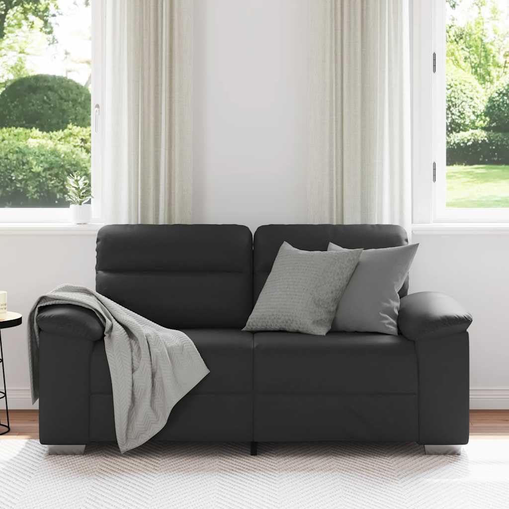 Sofá de 2 plazas, color negro, 160 x 81 x 84 cm, piel sintética, sofá de dos plazas con amplios reposabrazos, diseño moderno, robusto y ahorra espacio, para pequeñas salas de estar, oficinas