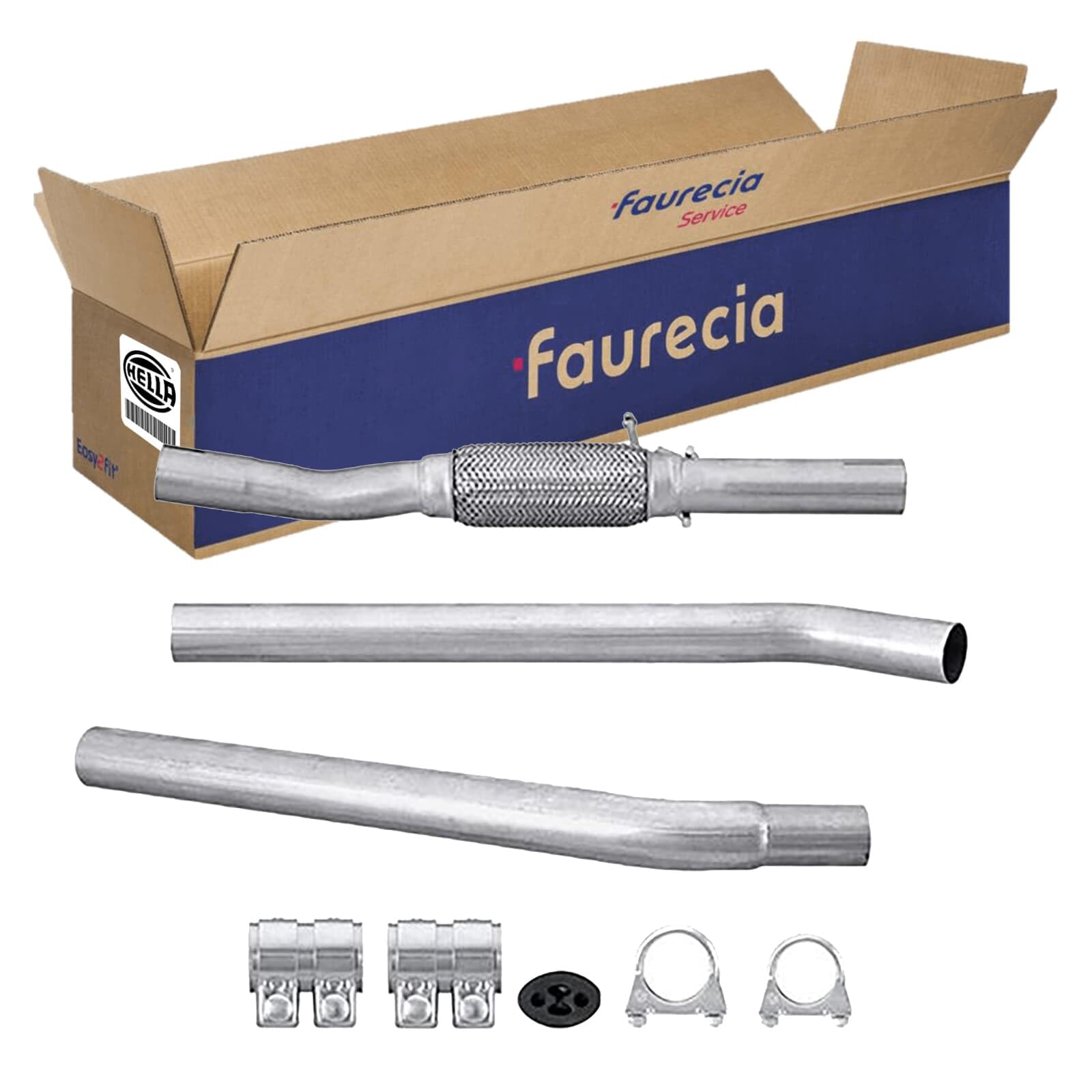 HELLA 8LA 366 000-391 Exhaust Pipe - Easy2Fit Kit - Front - Three Piece - Set with Attachments