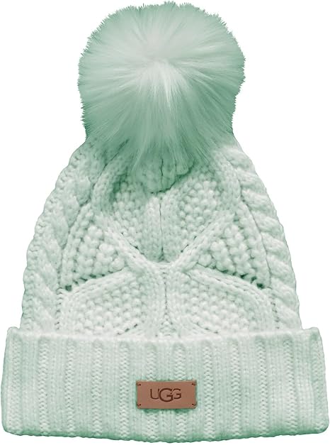 UGG Women's Cable Beanie with Pom, Fountain, One Size : Amazon.co