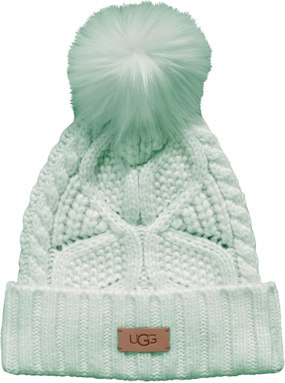 く*ー様 UGG W CARBLE BEANIE WITH POM ブラック UGG Women's Cable Beanie with Pom, Black, One Size : Amazon.co.uk