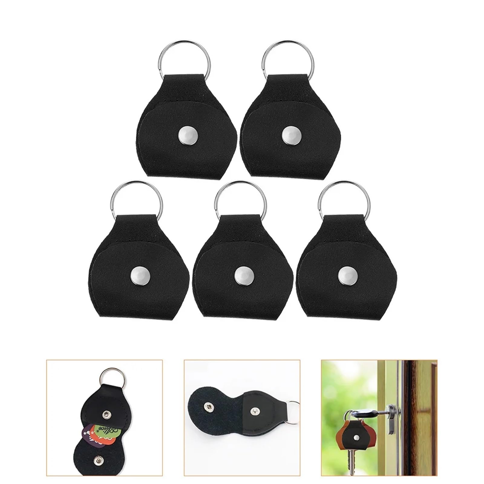 Uchwyt na kostki do gitary, 10 szt. Czarne etui na plektron z PU, 7x5x0,3 cm, mieści wiele kostek