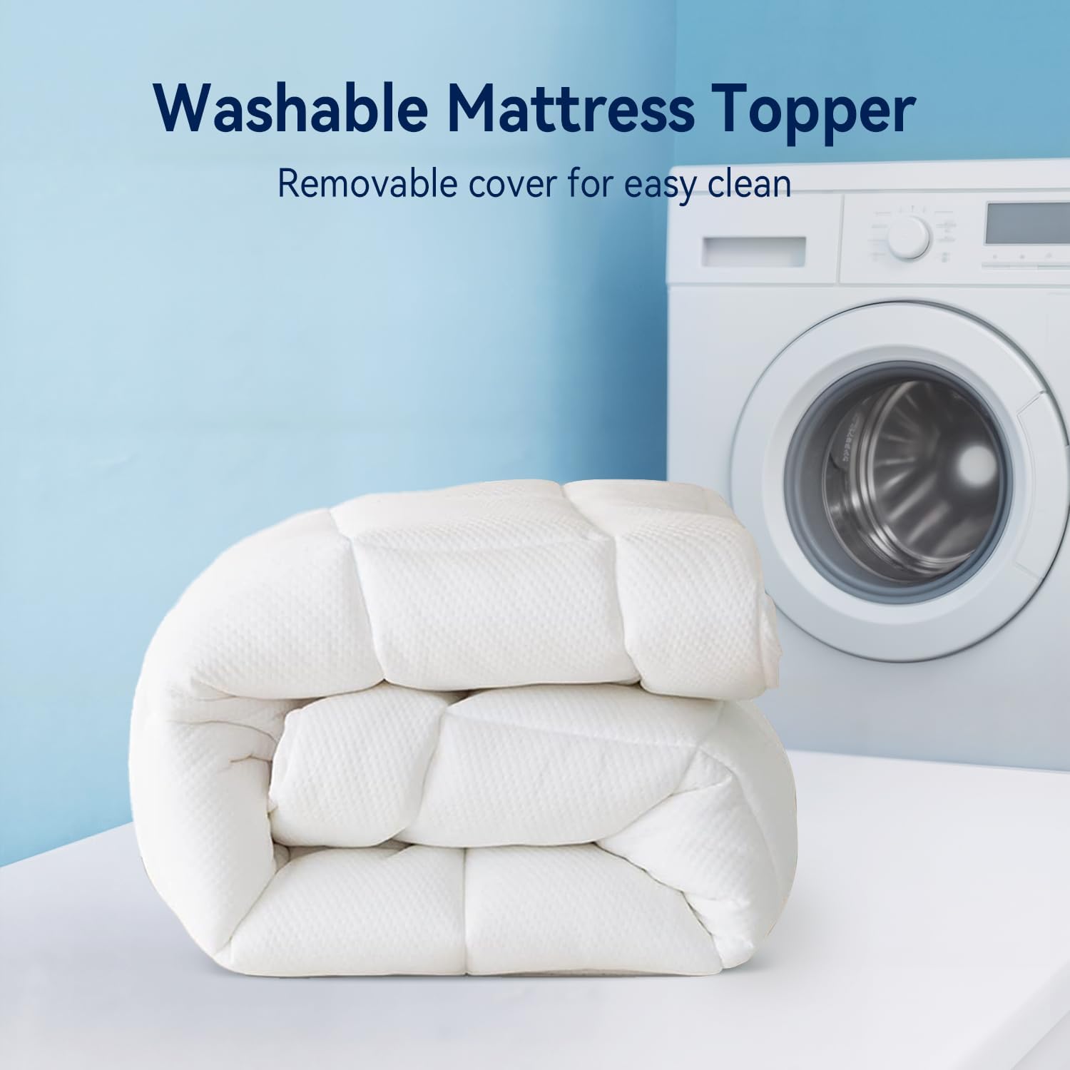 ELEMUSE 3 Inch Cooling Memory Foam Mattress Topper Cal King, 2 Inch Pressure-Relief Memory Foam and 1 Inch Thick Soft Viscose Made from Bamboo Pillow Top for Hot Sleepers, Removable & Washable Cover - Image 9