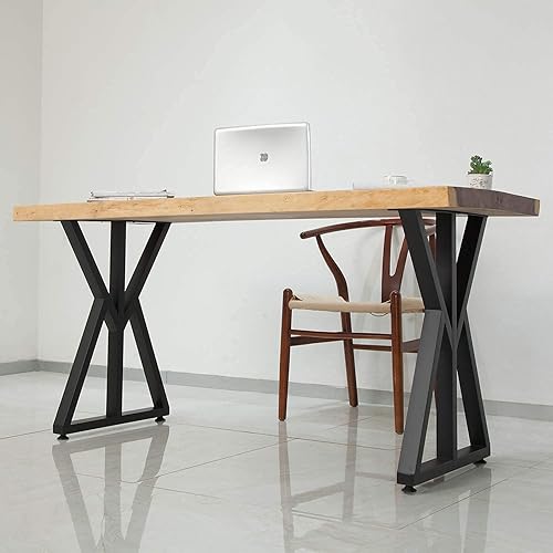 Vista 6 de SSS Furniture 2 patas de metal industrial para muebles (28 pulgadas de alto x 20 pulgadas de ancho), patas triangulares de decoración rústica, patas