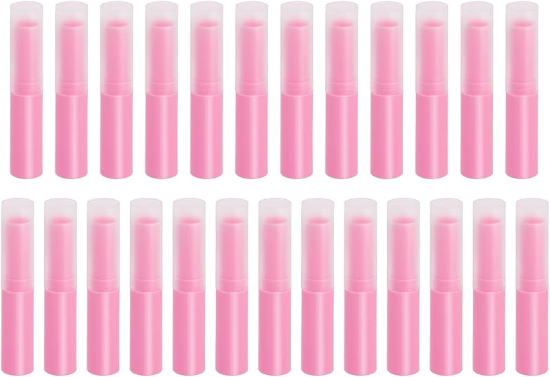 Mini Skater Tubos Vazios para Bálsamo Labial de Plástico Rose Pink, 25 unidades