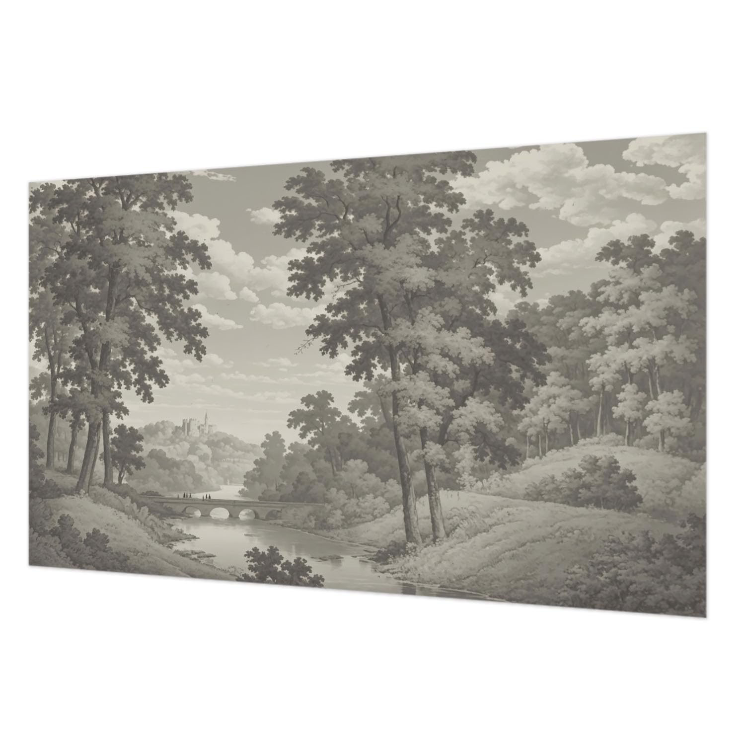 Papier peint panoramique salon et chambre motif château médiéval