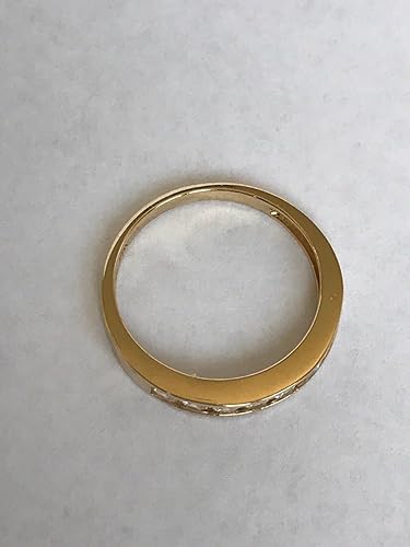 Miniatura 3 de Ssjewel 1 Ct Round Cut Diamond Wedding Band Ring Channel Set 14K Yellow Gold Finish Handmade Anniversary Stackable Matching Gorgeous 925 Sterling