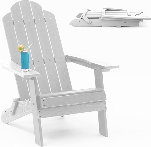 Miniatura 1 de MXIMU Silla plegable Adirondack de plástico resistente a la intemperie, sillas Adorondic de plástico para exteriores para asientos de área de