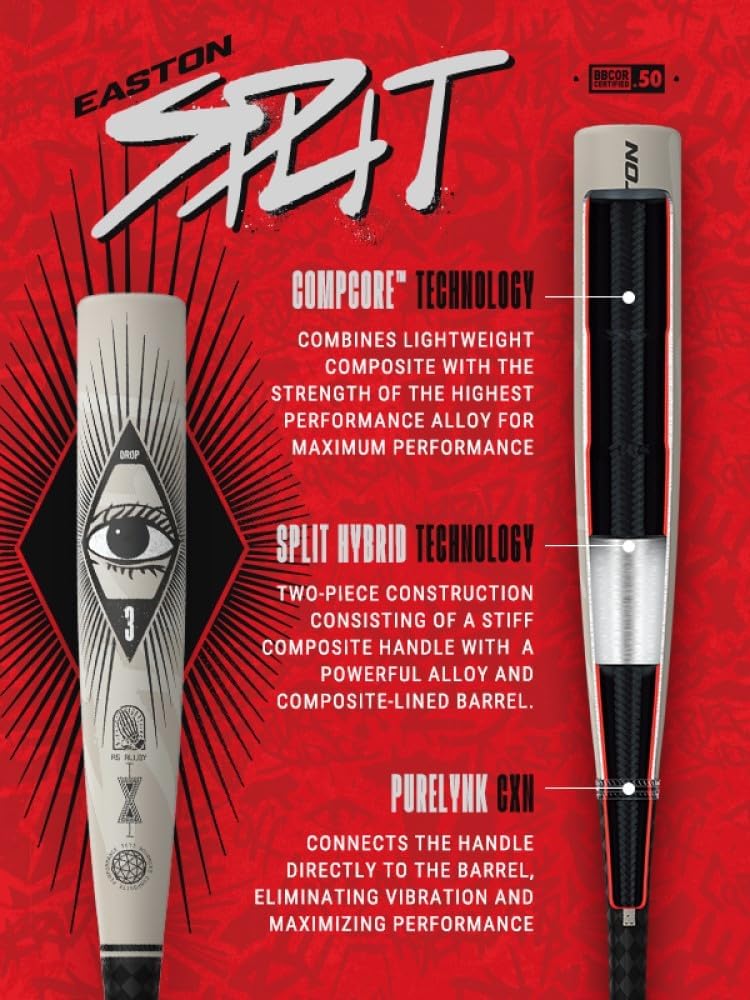 Easton 2025 | Split Baseball Bat | BBCOR | -3 Drop | 2 5/8" Barrel | 2 Pc. Hybrid