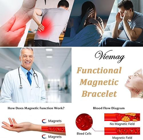 Miniatura 2 de Vicmag Pulseras magnéticas para mujer, pulsera de acero de titanio, imanes fuertes con herramienta de ajuste y caja de regalo