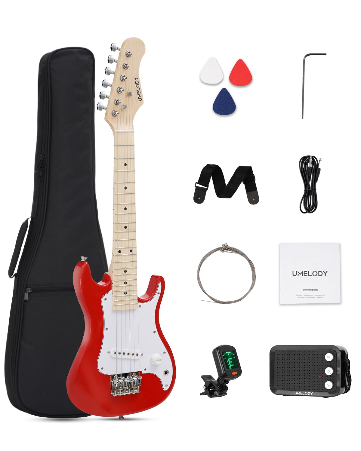 UST-70 30-Inch Kids Electric Guitar Kit, 5W Amp, Red