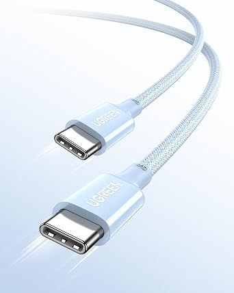 UGREEN USB-C 100W 5A QC PD Örgülü Hızlı Şarj Kablosu, 1 Metre, Mavi, 65253