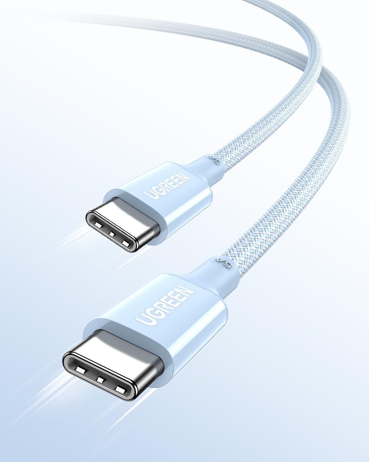 UGREEN USB-C 100W 5A QC PD Örgülü Hızlı Şarj Kablosu, 1 Metre, Mavi, 65253