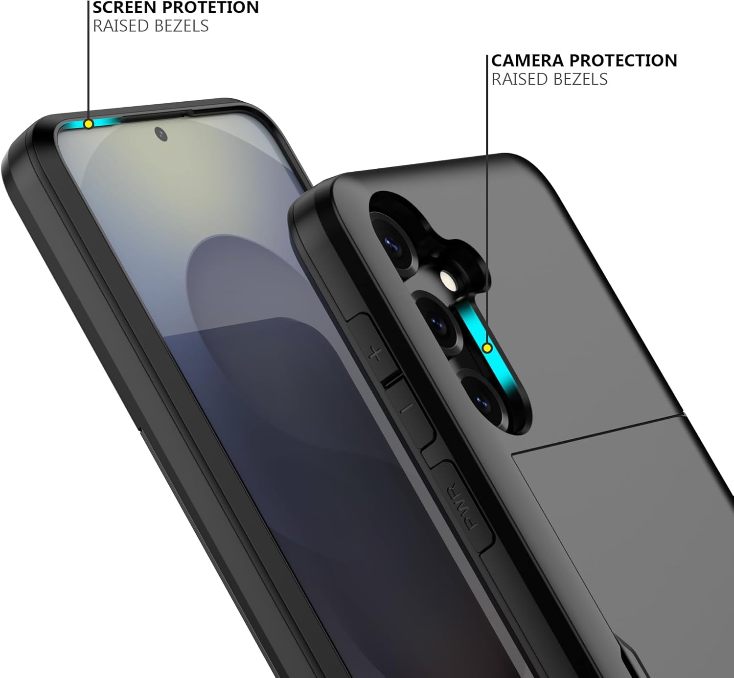 Nvollnoe for Samsung Galaxy S25 Case with Card Holder Dual Layer Heavy Duty Protective Case Hidden Card Slot Slim Wallet Cover for Samsung S25 6.2''(Black) - Image 4