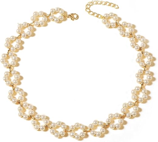 Shining Diva Fashion Latest Stylish Pearl Chain Pendant Choker Necklace for Women and Girls