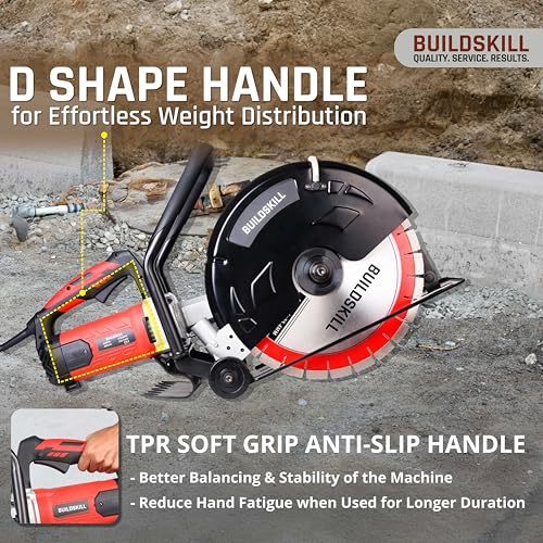 Image of BUILDSKILL 5000W Concrete Cutter with Copper Motor | 4700 RPM No Load Speed | 405 mm / 16 inch Cutting Wheel Diameter | Heavy Duty Performance