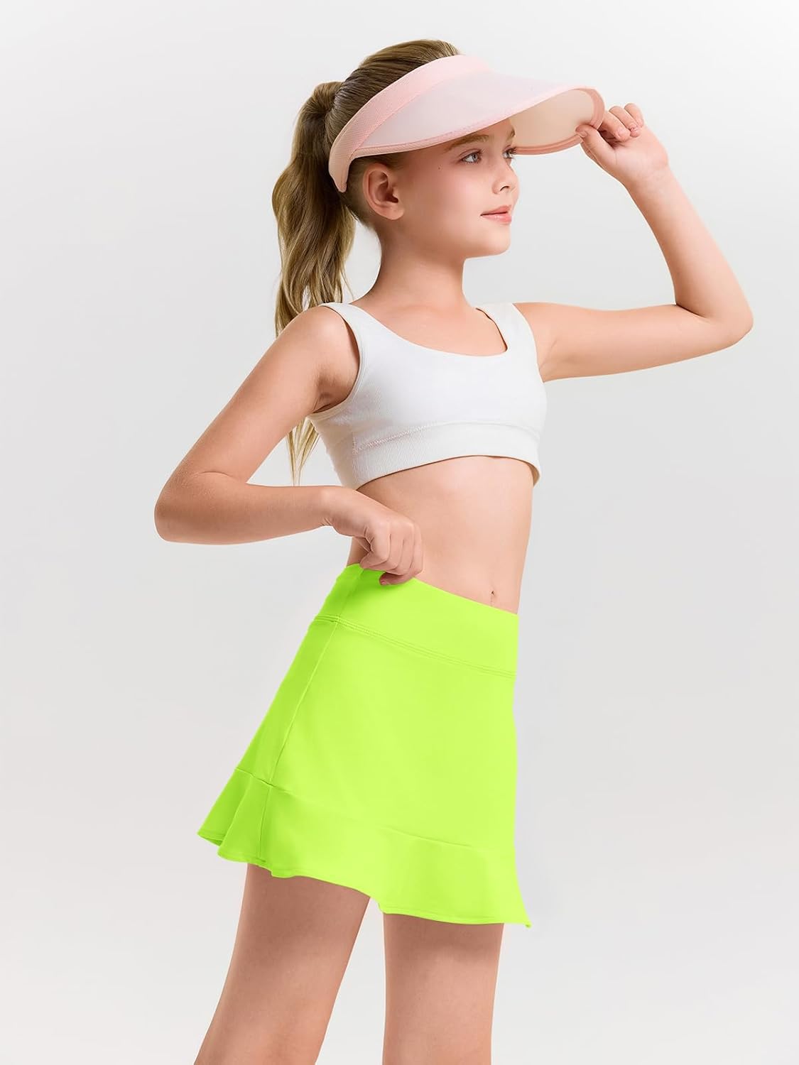 Haloumoning Girls Athletic Tennis Golf Skirts with Shorts Kids High Waist Ruffle A-line Skorts with Pockets 5-14 Years - Image 4