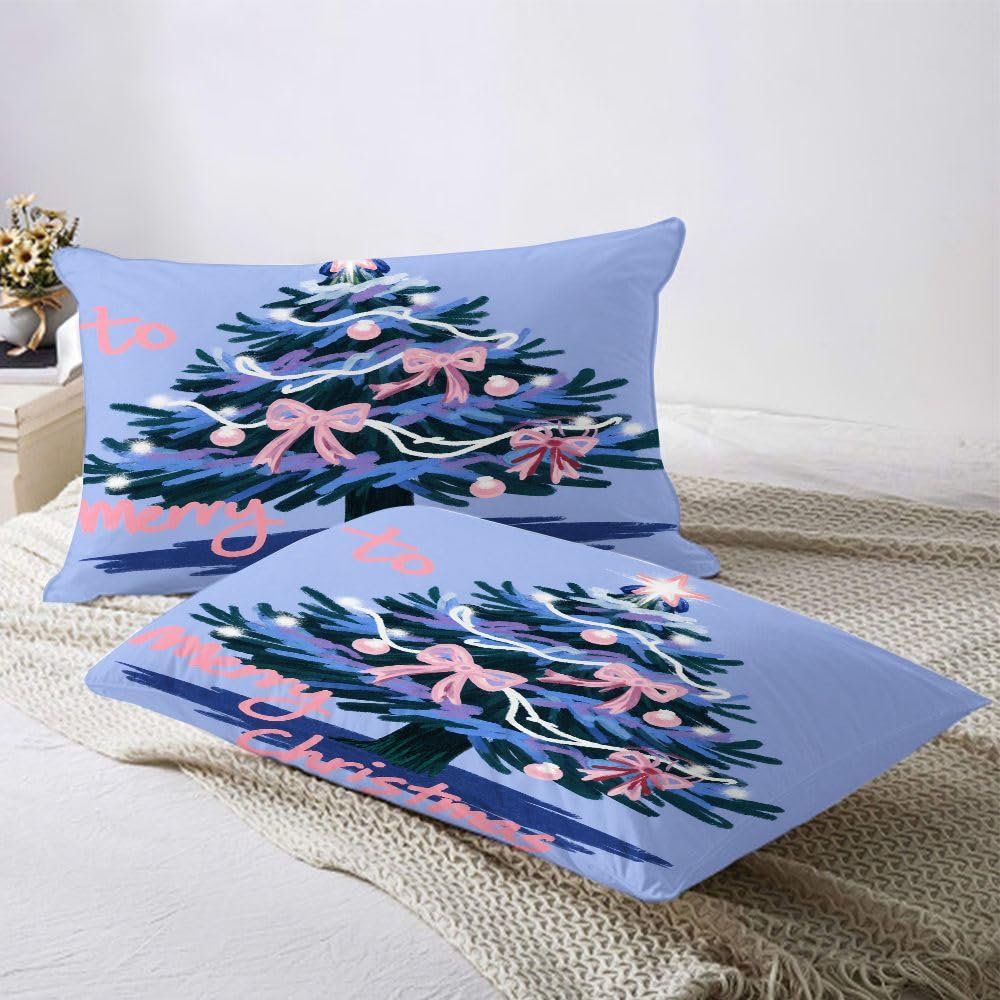 Juego de Cama 3 Piezas 3D 220x240 cm, Tema Navideño, Juego de Cama Extra Grande de 3 Piezas, Microfibra Ultraligera, Respirable, Lavable A MáQuina, Cintas de Fijación en Esquinas_6890