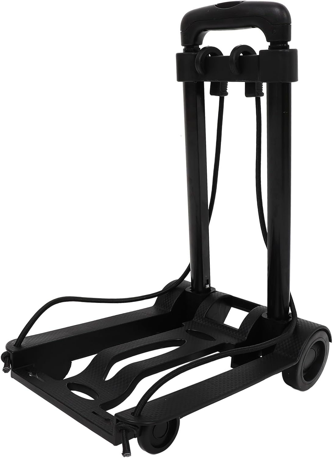 Foldable Hand Truck and Compact Luggage Cart with Double-Hook Rope, Lightweight Portable 2-Wheel Utility Trolley for Travel, Shopping, and Everyday Use
