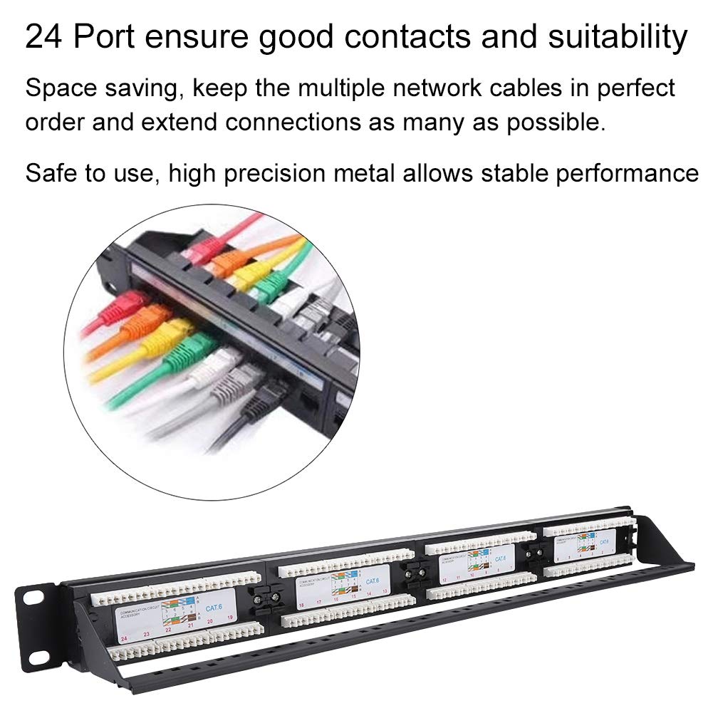Diyeeni 24 Port CAT6 Ethernet Patch Panel 19" Rack Mount Patch Panel Distributor, Easy Installation and Installation Cable Management