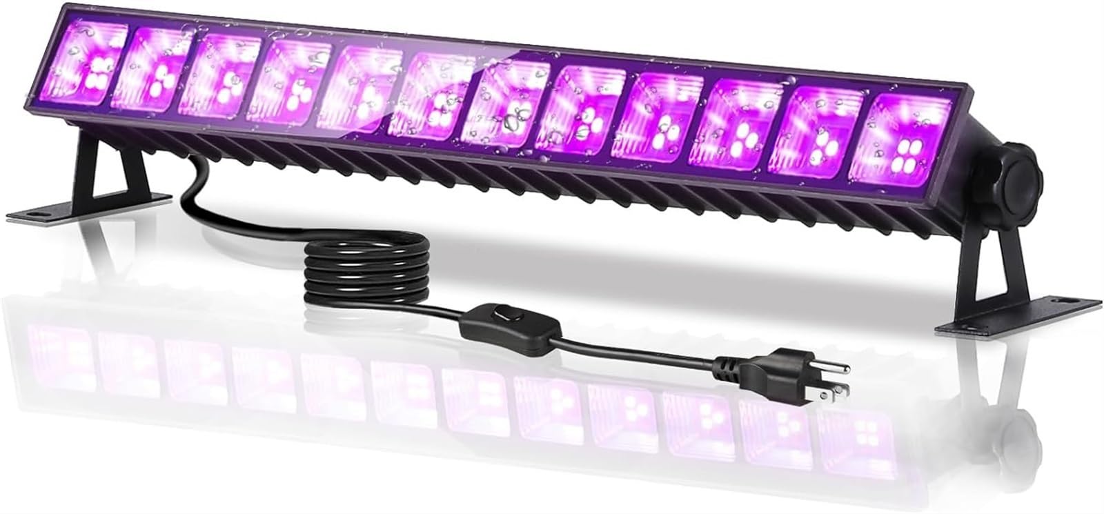 THE WHITE SHOP 36W Water proof LED Black Light Bar with Cord and Switch, IP66 Black Lights for Glow Party, Halloween, Fluorescent Poster, Body Paint, Bedroom