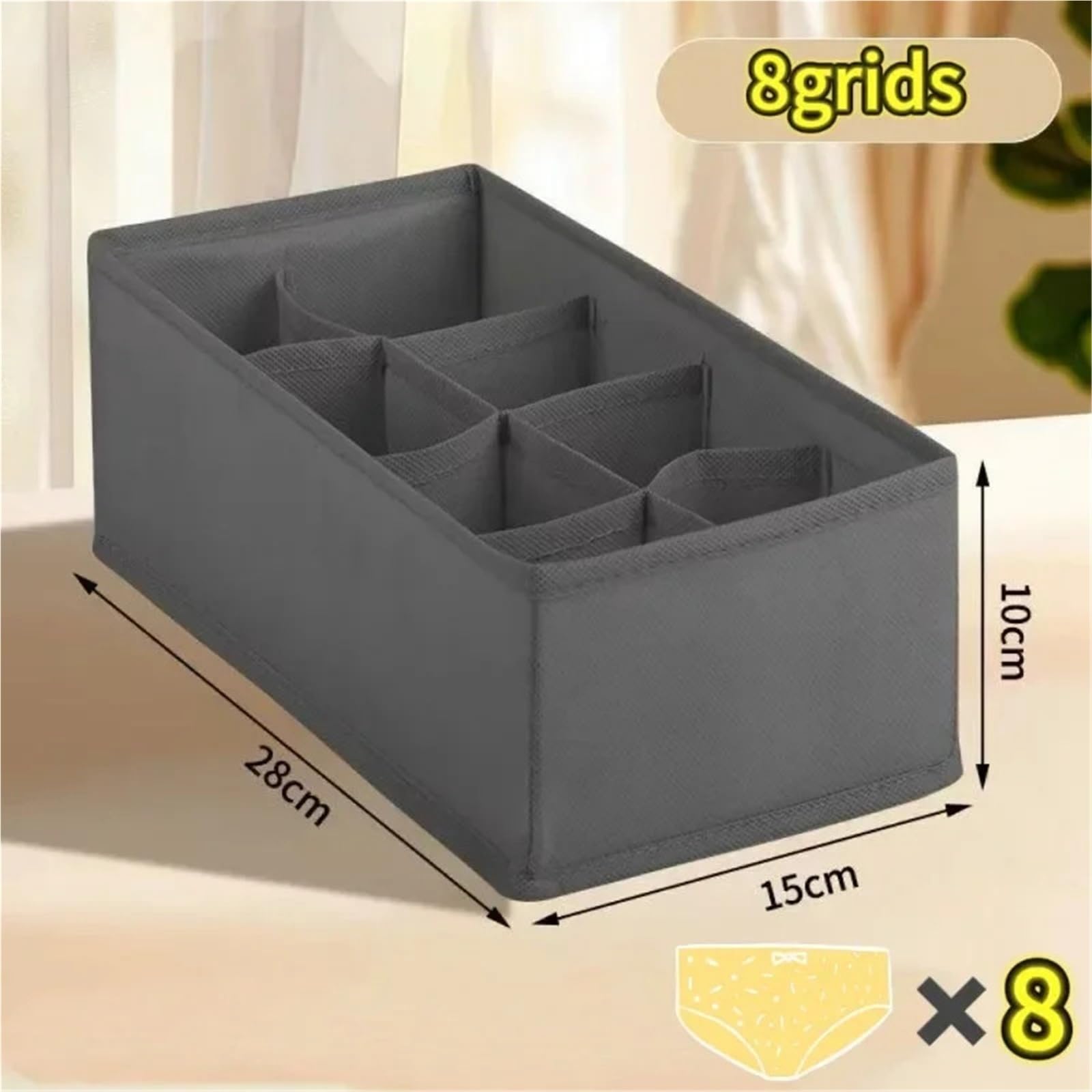 Organizzatore per cassetti di Biancheria Intima, Scatola Porta Calze, Reggiseno Pieghevole, Set da Sei Pezzi in Tessuto Non Tessuto.