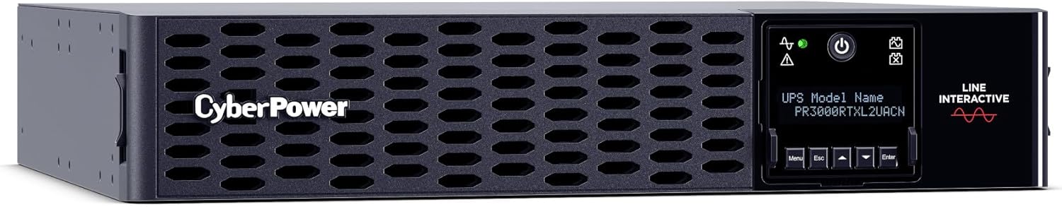CyberPower PR3000RTXL2UACN Smart App Sinewave UPS System, 3000VA/3000W, 9 Outlets, 2U Rack/Tower, RMCARD205 Pre-Installed, EBM Option, Built-in Cloud Monitoring, UL Certified