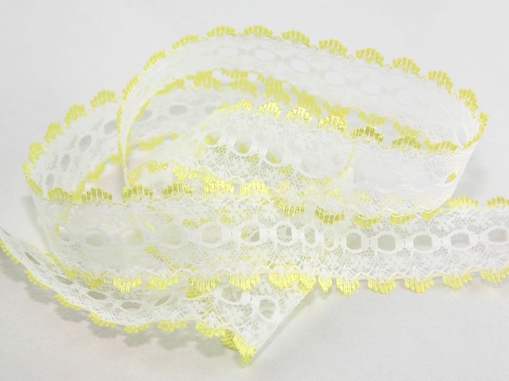 Eyelet Knitting in Lace 30mm wide - Yellow - per metre
