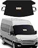 Haegs Ice and Anti-Snow Vehicle Windshield Cover Tarpaulin | Heavy Duty 600D Oxford Fabric | Auto Windshield Protective Sunshade for Cars, SUVs, Pickup Trucks | Frost Cover 198x114cm XXL - Black