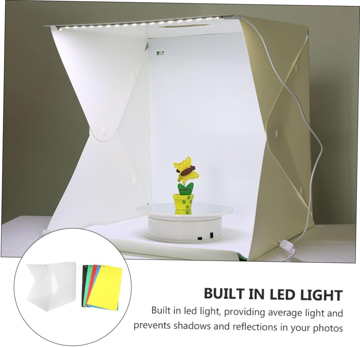 Levemolo Portable Foldable LED Photo Studio Light Box with Adjustable Brightness, 6-Color Double-Sided Backdrops, 30cm Mini Photography Tent for Product and Jewelry Shooting