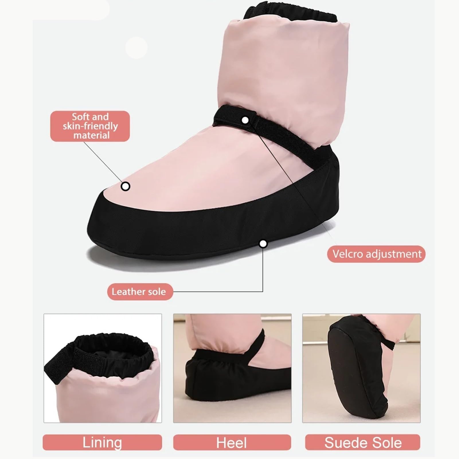 KAISUN Stivale Balletto, Warm Up Bootie, Scarpe da Ballo Donna, Dance Stivali Ballo Caldo Stivali Invernali Scarpe Allenamento Riscaldano(Rose,M(39-40))