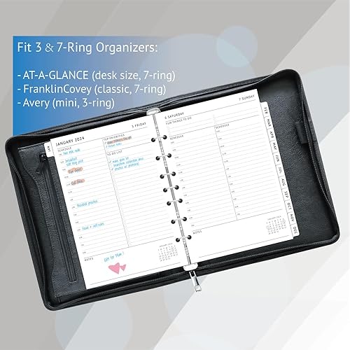 Miniatura 2 de Recambios para agenda diaria y mensual 2024, tamaño clásico, 5.5 x 8.5 pulgadas, calendario de citas y lista de tareas, pestañas mensuales, 7