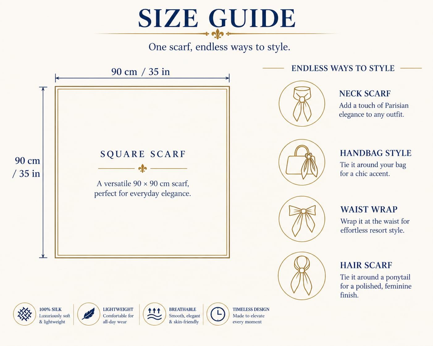 ODA Scarf, 100% Mulberry Silk Twill Square Scarf for Women, 35 x 35 Inch (90 x 90 cm), Hand-Rolled Edges, Paris Map Print, Luxury Neck Scarf, Hair Scarf, Gift Box Included