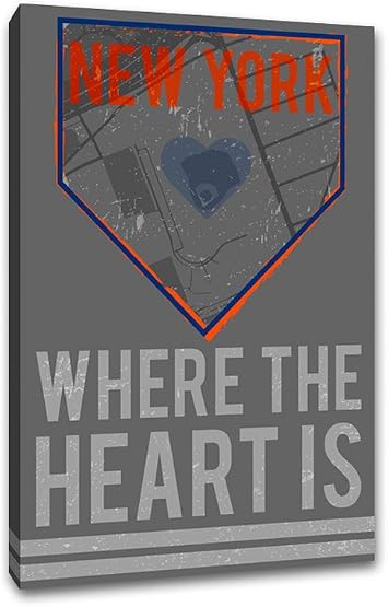 New York NL - Baseball Home Plate - 16x24 Gallery Wrapped Canvas Wall Art