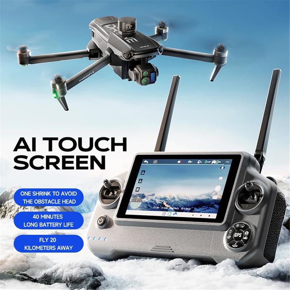 Triple battery,dron yi6 max 6000m lcd sc gps 4k z podwójną kamerą 6g wi-fi fpv z 3-osiowym gimbalem, profesjonalnym dronem rc z funkcją omijania przeszkód