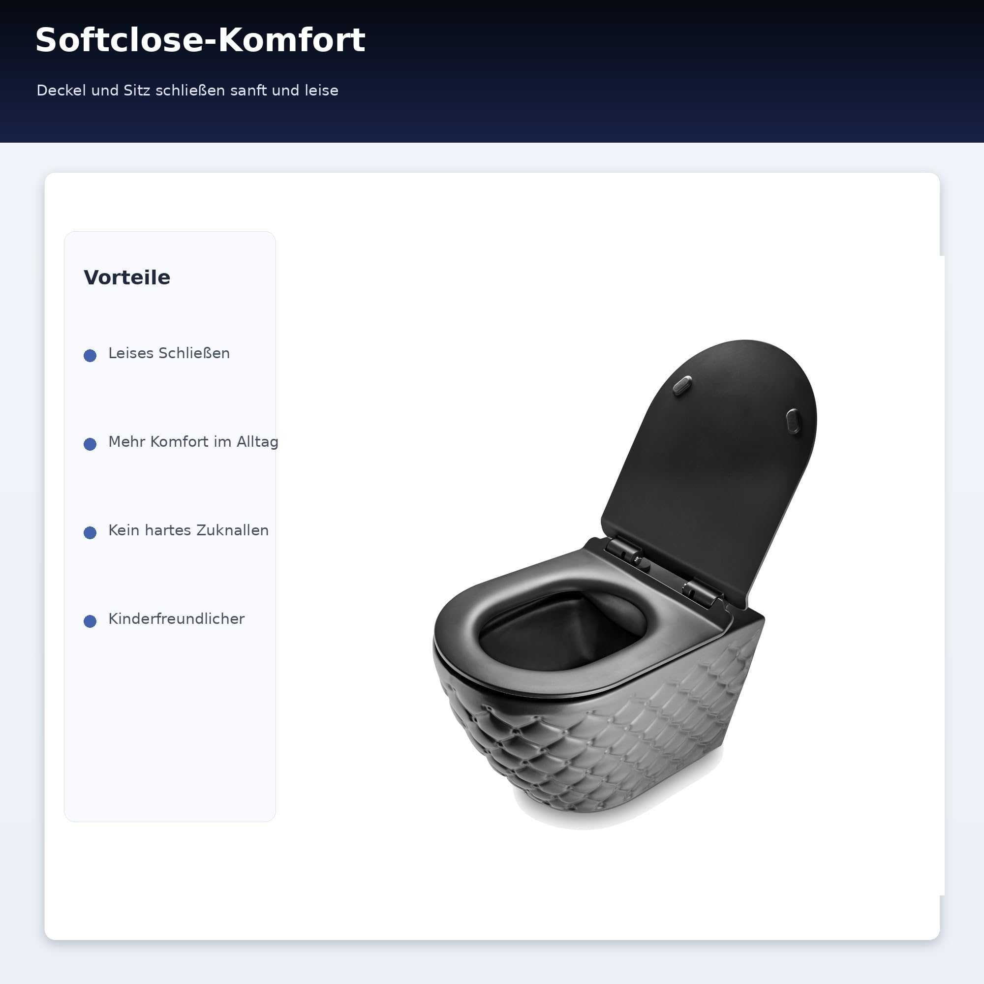 Wand-WC Hänge-WC Set Grau Matt - Keramik Tiefspüler mit Softclose-Sitz | Spülrandlose Hänge-Toilette mit Absenkautomatik. Komplettset inkl. Schallschutz & schmutzabweisender Nano-Beschichtung.