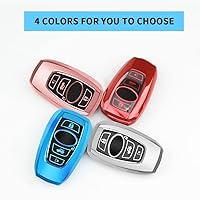 Vista 7 de QBUC Funda para llavero Subaru con llavero de cuero, apta para Forester Crosstrek Outback Ascent Impreza Legacy Subaru 4 botones (rosa)